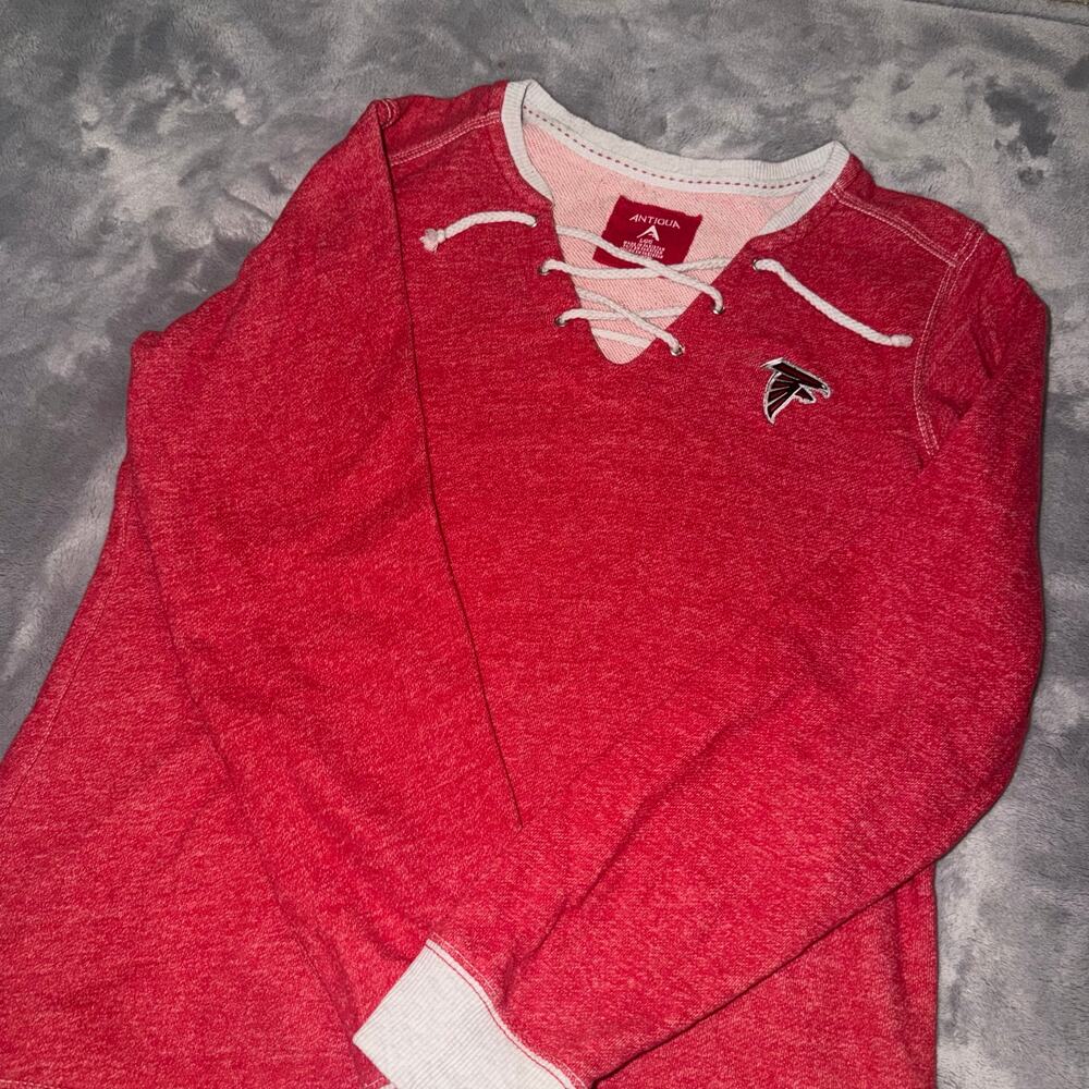 Atlanta Falcons Antigua Women's Hyper Lace-Up Tunic Sweatshirt - Red Size L